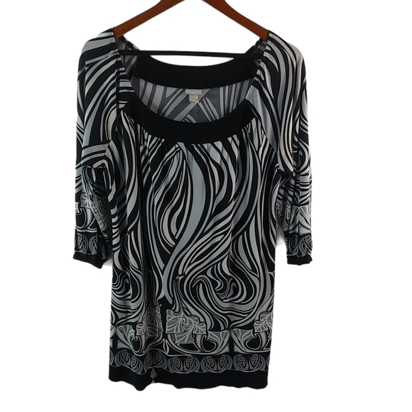 Venezia Tops - Venezia XL Black White Zebra Tunic Top Plus